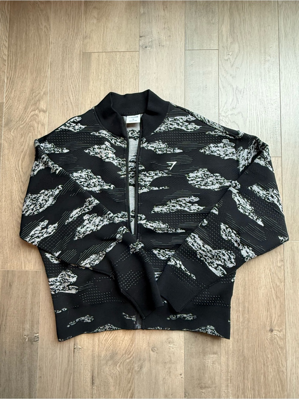 Gymshark Black & Gray Patterned Zip Jacket